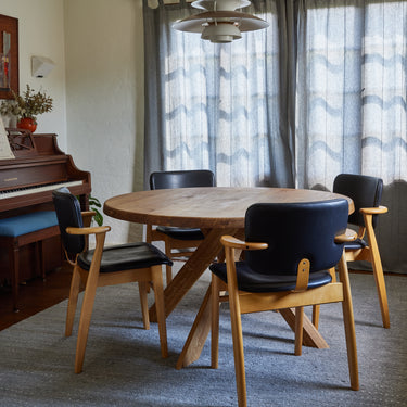 Pierre Chapo 'T21 Sfax' Handcrafted Wood Table in dinning room for Two Enlighten