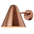 shiny polished copper midcentury indoor or outdoor wall light close up