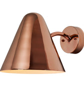 shiny polished copper midcentury indoor or outdoor wall light close up