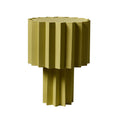 yellow green geometric textile yellow plissé table lamp on a white background