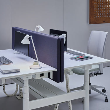white table lamps in a modern office