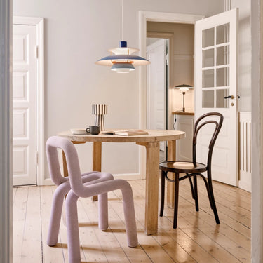 Poul Henningsen 'PH 5' Monochrome Pendant for Louis Poulsen two enlighten  hues of blue lifestyle