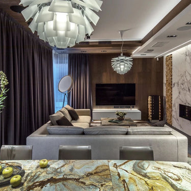 Poul Henningsen 'PH Artichoke' Glass Pendant Light for Louis Poulsen Two Enlighten living room lifestyle