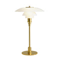 Poul Henningsen 'PH 3/2' Opal Glass Table Lamp for Louis Poulsen Two Enlighten brass lifestyle