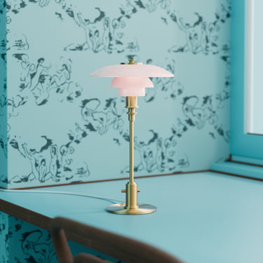 Poul Henningsen 'PH 2/1' Opal Glass Table Lamp for Louis Poulsen Two Enlighten lifestyle pale rose