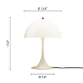 opal beige panthella 320 table lamp with dimensions indicated on a white background