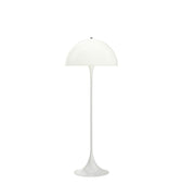 White 1970s panthella floor lamp on a white background