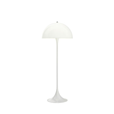 White 1970s panthella floor lamp on a white background