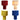 Four colorful geometric textile plissé lamps on a white background