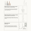 Technical diagram and installation images of louis poulsen garden bollards with anchor units and baseplates on a white background