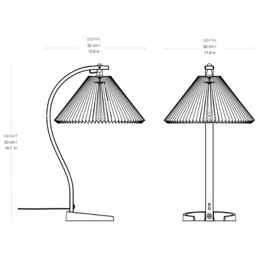 Timberline Table Lamp in Oak and Birch by Mads Caprani for GUBI Two Enlighten dimensions