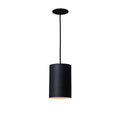 Black vintage cylindrical pendant light on a white background
