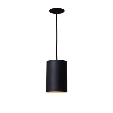 Black vintage cylindrical pendant light on a white background