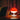 max bill red and white mushroom lamp on wood table with sofa in background