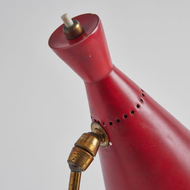 red midcentury table lamp switch detail