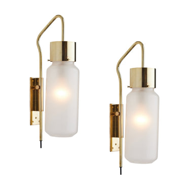 Large 1950s Luigi Caccia Dominioni 'LP 10' Plug-in Brass and Glass Wall Light with Azucena Stamp