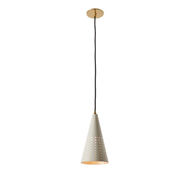 1950s Italian White Perforated Cone Pendant Attributed to Gino Sarfatti