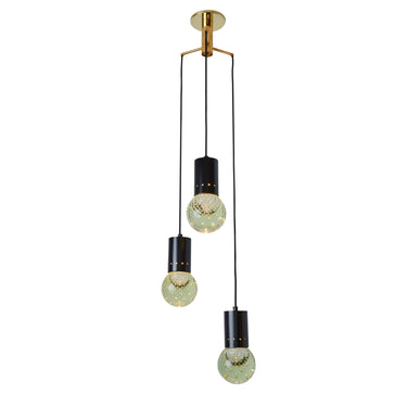 1960s Gino Sarfatti Seguso Bubble Glass 3-Pendant Chandelier for Arteluce
