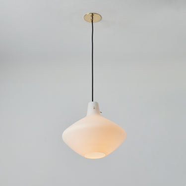 V3312 1950s Stilnovo Sculptural Opaline Glass Pendant for Two Enlighten