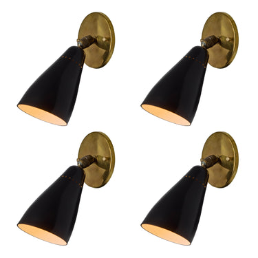 1950s Mid-Century Black and brass wall sconce by Ostuni