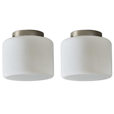 V3469 1940s Paavo Tynell Model #2024 Glass & Metal Flush Mount for Taito Oy 0.jpg