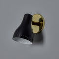 V3478 1960s Black & Brass Wall Lamp Attributed to Jacques Biny for Two Enlighten