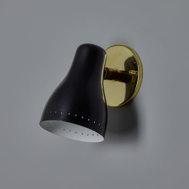 V3478 1960s Black & Brass Wall Lamp Attributed to Jacques Biny for Two Enlighten