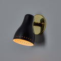 V3478 1960s Black & Brass Wall Lamp Attributed to Jacques Biny for Two Enlighten