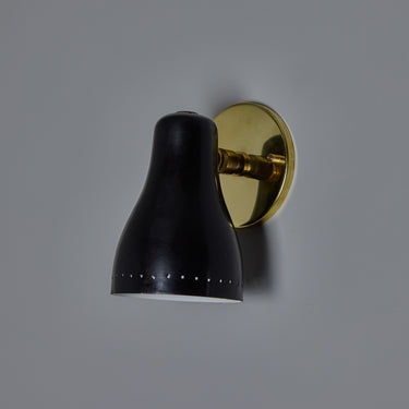 V3478 1960s Black & Brass Wall Lamp Attributed to Jacques Biny for Two Enlighten