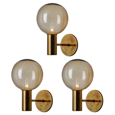 1960s Hans Agne Jakobsson #V149 Glass and Brass Wall Lamp for Markaryd for Two Enlighten