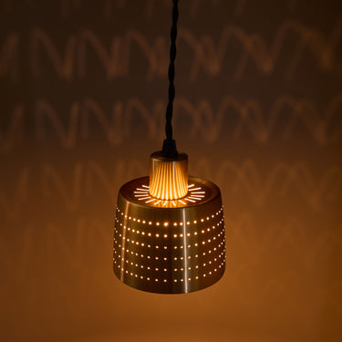 1950s Carl Thore Perforated Brassed Metal Pendant