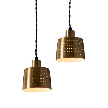 1950s Carl Thore Perforated Brassed Metal Pendant