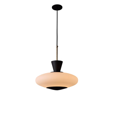 1950s Stilux Opaline Glass and Perforated Metal Pendant Lamp