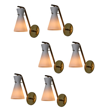 1960s Stilnovo Sculptural Opaline Glass Wall Lamps