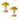 Two yellow and white mushroom-shaped lamps on a white background made by joseph hurka 1940s