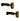 Pair of black and gold door handles on a white background