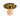 A Flos Light Ball semi-flush mount ceiling light fixture featuring a polished gold circular ceiling mount and a frosted glass globe shade that glows with a warm peach-orange light, shown against a solid white background.