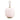 A modern portable light with a rounded, glossy pale pink glass globe shade and polished brass hardware, including a top loop and base, set against a solid white background.