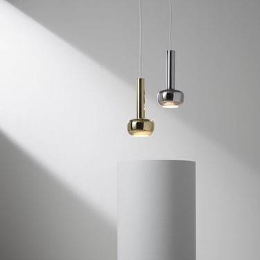 Vilhelm Lauritzen 'VL 56' Pendant for Louis Poulsen Two Enlighten chrome and brass pendants