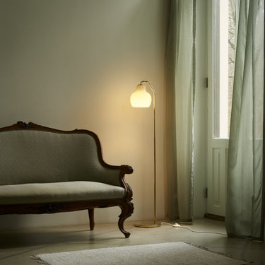 Vilhelm Lauritzen 'VL Ring Crown' Brass and Glass Floor Lamp for Louis Poulsen