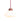 Pendant light with a white shade and oxblood red fixture on a white background
