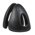 Black sculptural bookend  on a white background