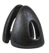 Black sculptural bookend  on a white background