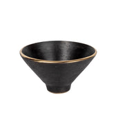 patinated brass small bowl with brass rim on a white background by carl auböck