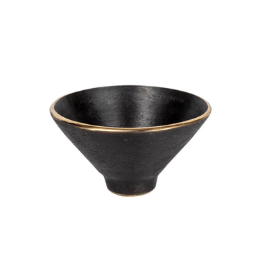 patinated brass small bowl with brass rim on a white background by carl auböck