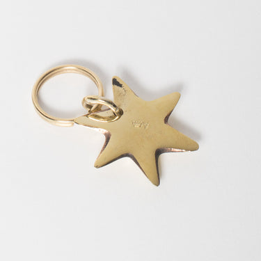 Gold star-shaped keychain on a white background