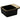 Black rectangular aubock dish with brass rim on a white background