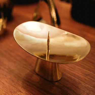 polished brass aubock candleholder