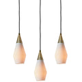 1960s Opaline Glass and Brass Geometric Pendant Lamp Attributed to Mauri Almari trio packshot