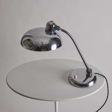 V3413 Pair of 1940s Giovanni Michelucci Chrome Ministerial Table Lamps for Lariolux Two En